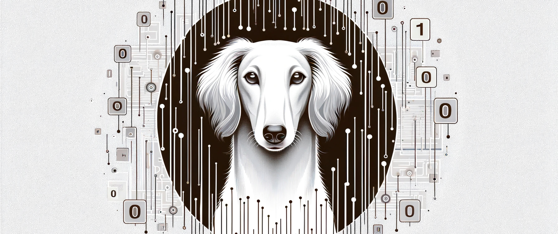 Saluki dog with 0-1 coding background