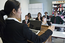 Instructor teaching in classroom